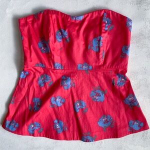 J. Crew Strapless Sweetheart Neckline Peplum Top Size sm 12 (fits more like 8 )